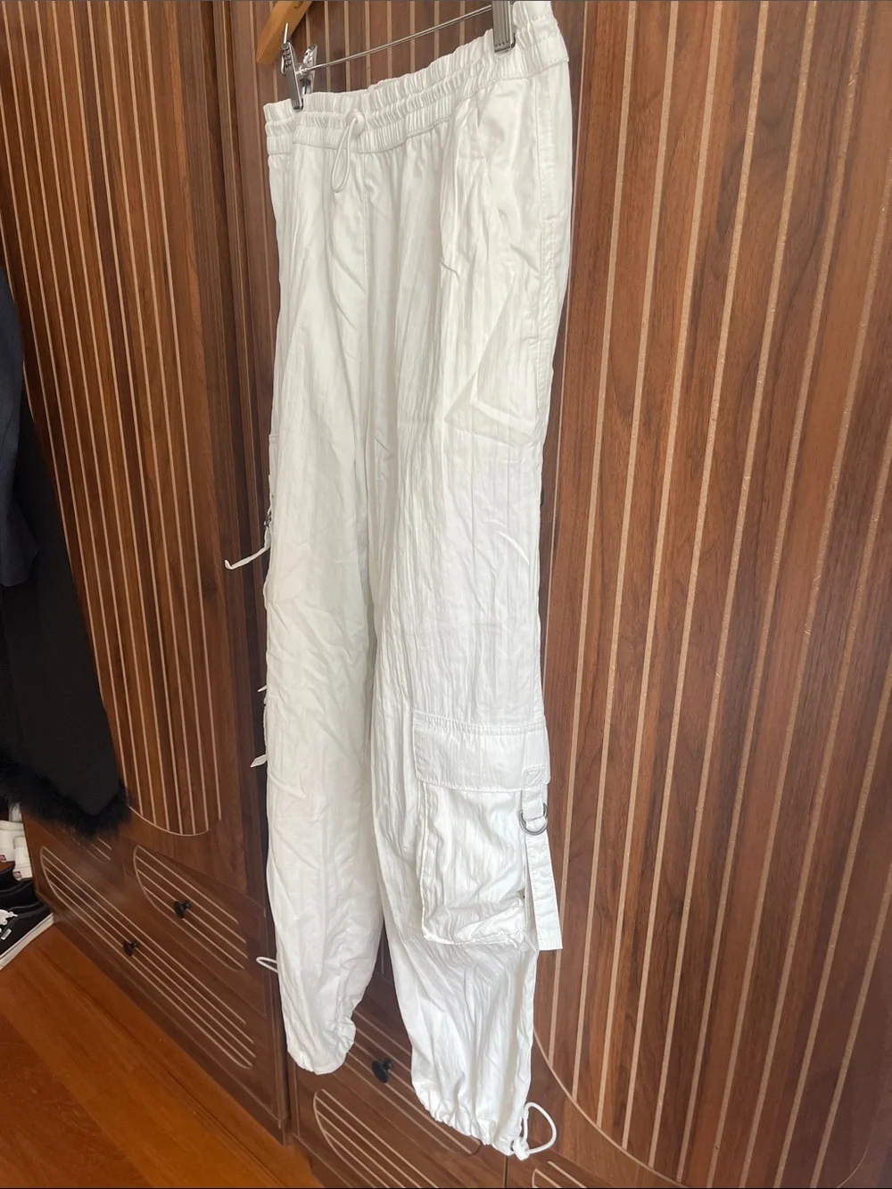 White Cargo Jogger Athleisure Pants